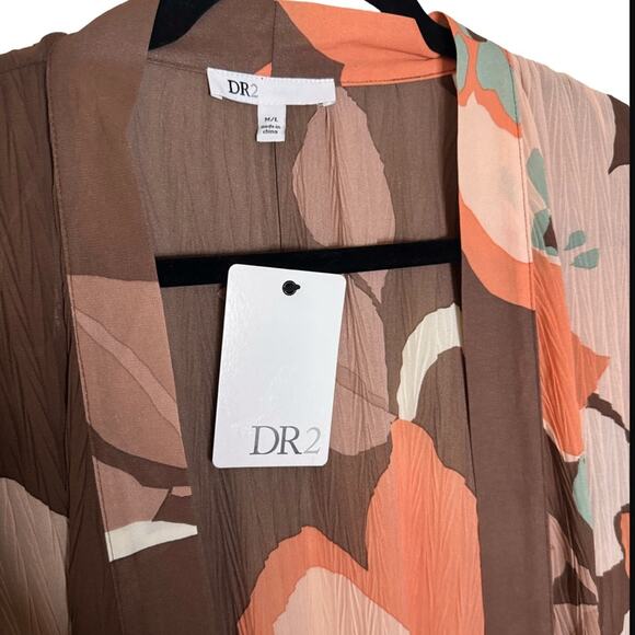 DR2 Abstract Floral Pleated Lightweight Cardigan - Hazelnut Size M/L - Picture 6 of 7